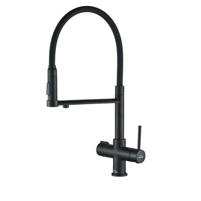 Смеситель для кухни Zorg Steel Hammer SH 2003 BLACK с гибким изливом, черный матовый
