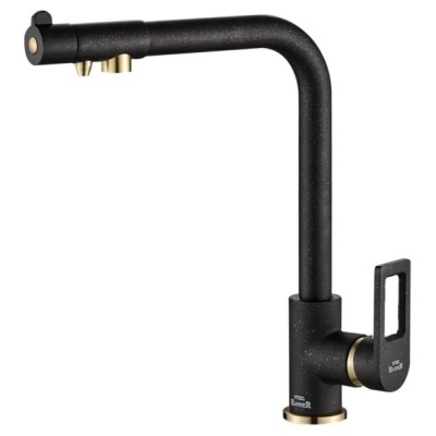Смеситель Zorg Steel Hammer SH 572 BLACK BR для кухни под фильтр, черный металлик/бронза