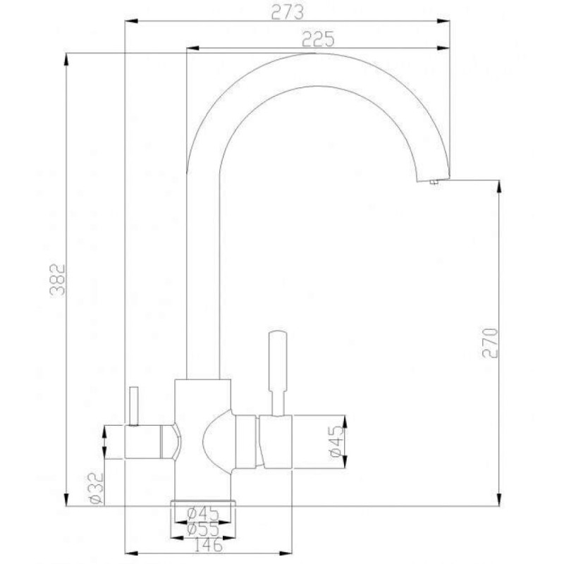 Смеситель Zorg Steel Hammer SH 713 SATIN для кухни под фильтр, матовая нержавеющая сталь матовая