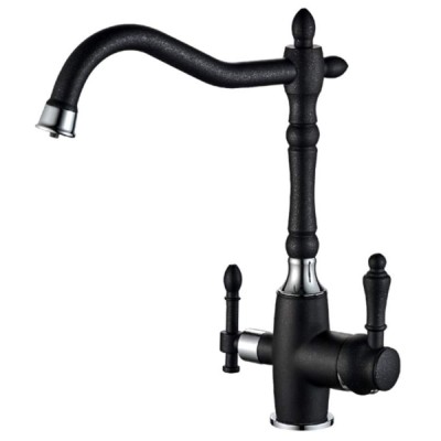 Смеситель Zorg Steel Hammer SH 812 BLACK CR для кухни под фильтр, черный металлик/хром