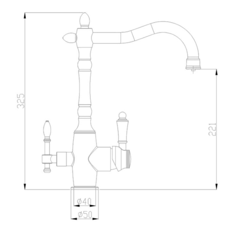 Смеситель Zorg Steel Hammer SH 812 BLACK CR для кухни под фильтр, черный металлик/хром