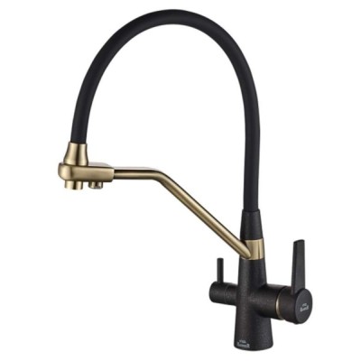 Смеситель Zorg Steel Hammer SH 903-6 BLACK BR для кухни под фильтр, черный/бронза