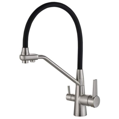 Смеситель Zorg Steel Hammer SH 903-6 SATIN для кухни под фильтр, сатин/черный