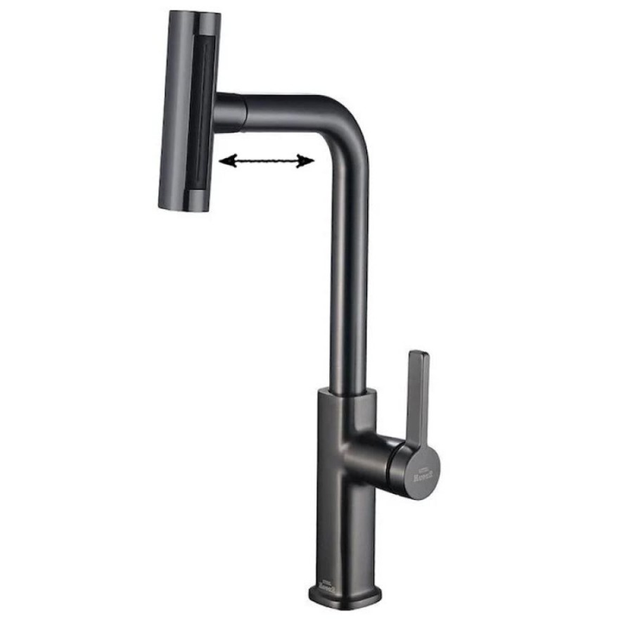 Смеситель для кухни Zorg Steel Hammer SH 092 PVD GRAFIT с вытяжной лейкой, графит