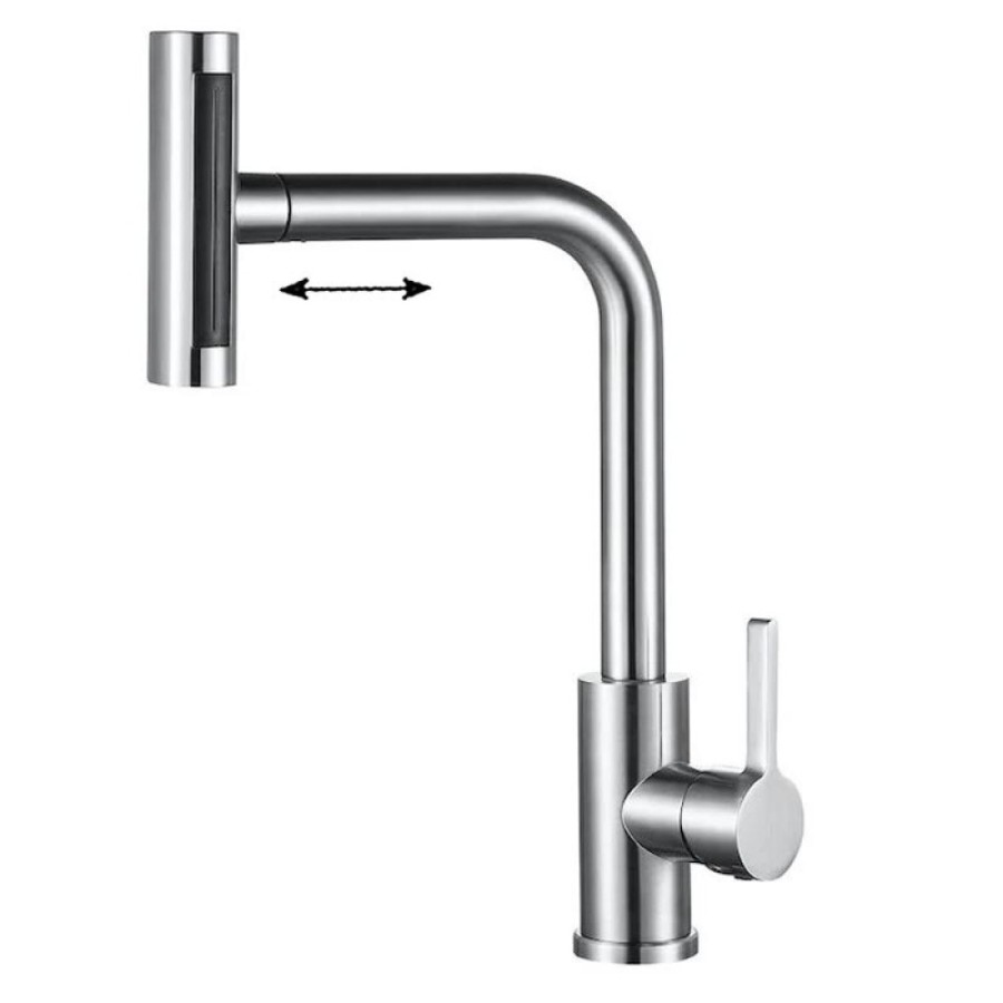 Смеситель для кухни Zorg Steel Hammer SH 093 INOX с вытяжной лейкой, матовая сталь