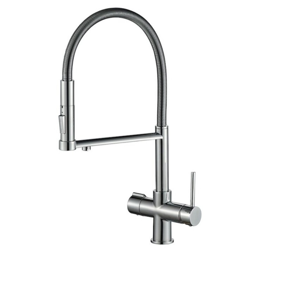 Смеситель для кухни Zorg Steel Hammer SH 2002 CR с гибким изливом, хром