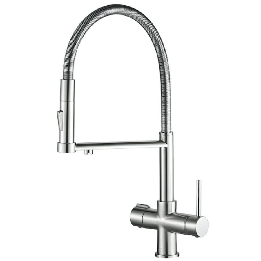Смеситель для кухни Zorg Steel Hammer SH 2002 SATIN с гибким изливом, сатин