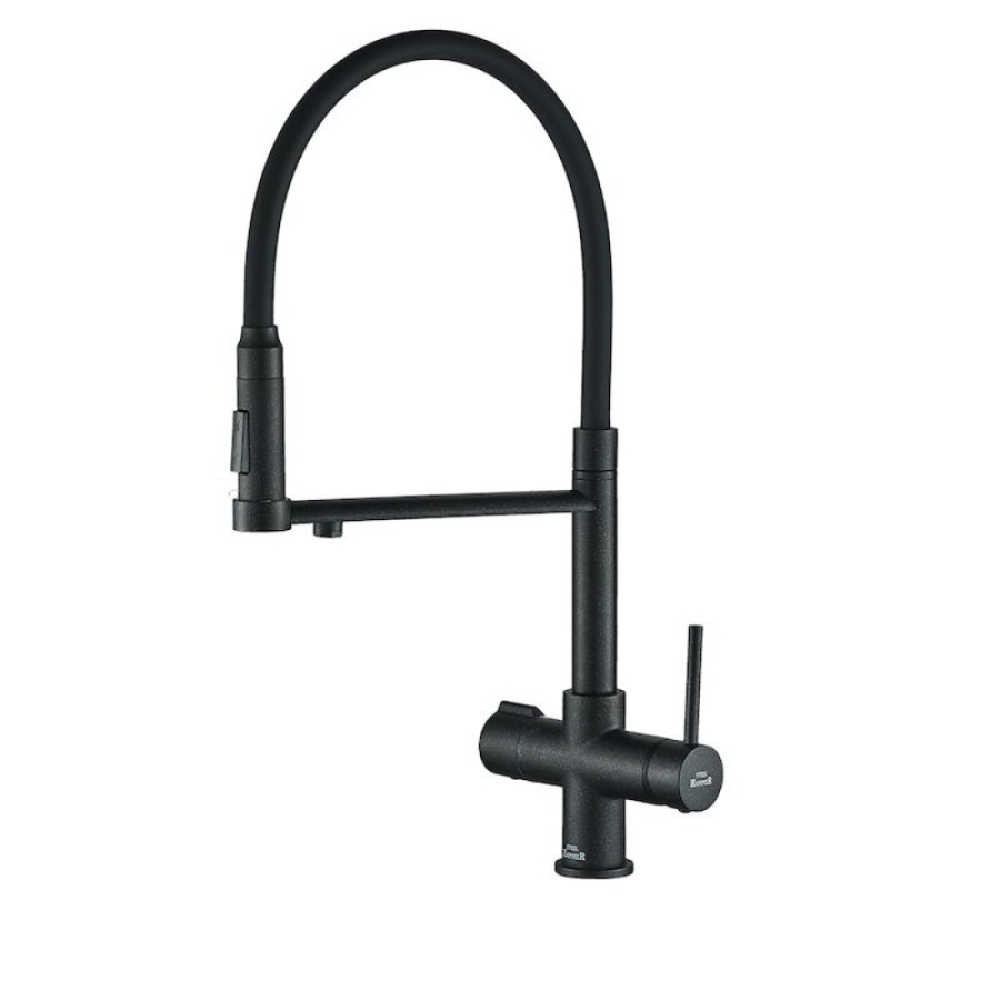 Смеситель для кухни Zorg Steel Hammer SH 2003 BLACK с гибким изливом, черный матовый