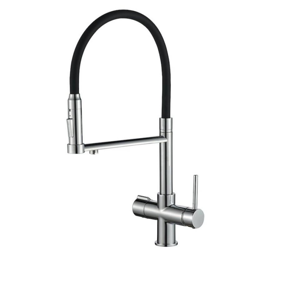 Смеситель для кухни Zorg Steel Hammer SH 2003 CR с гибким изливом, хром