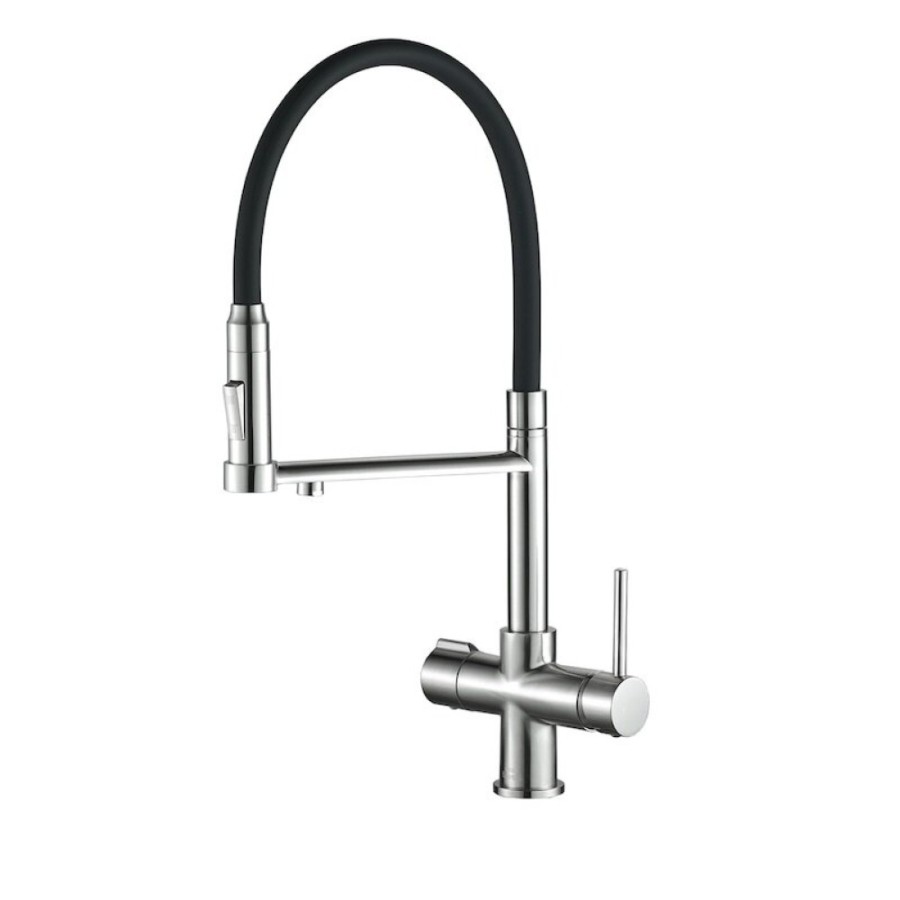 Смеситель для кухни Zorg Steel Hammer SH 2003 SATIN с гибким изливом, сатин