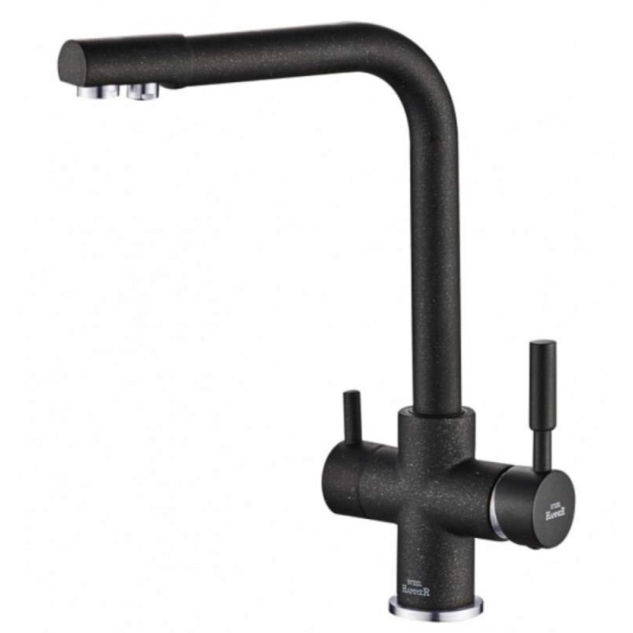 Смеситель Zorg Steel Hammer SH 552 BLACK CR для кухни под фильтр, черный металлик/хром