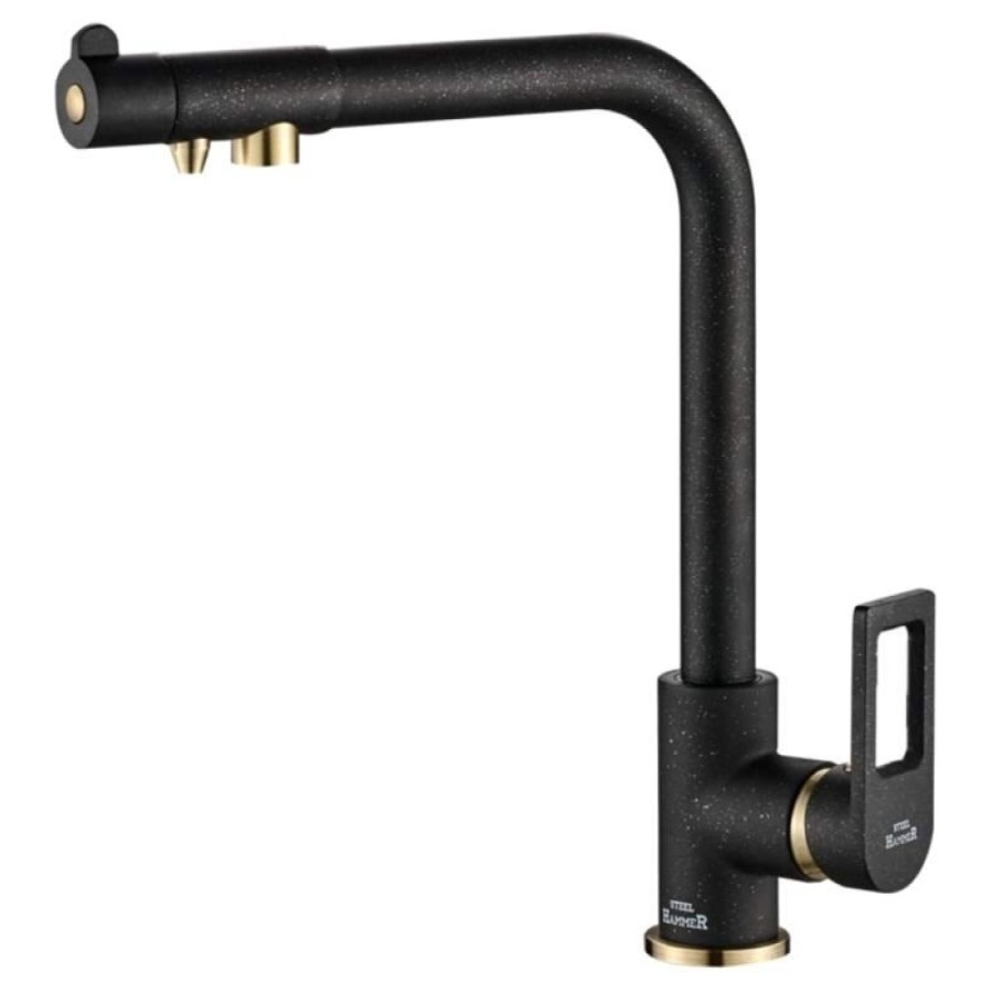 Смеситель Zorg Steel Hammer SH 572 BLACK BR для кухни под фильтр, черный металлик/бронза