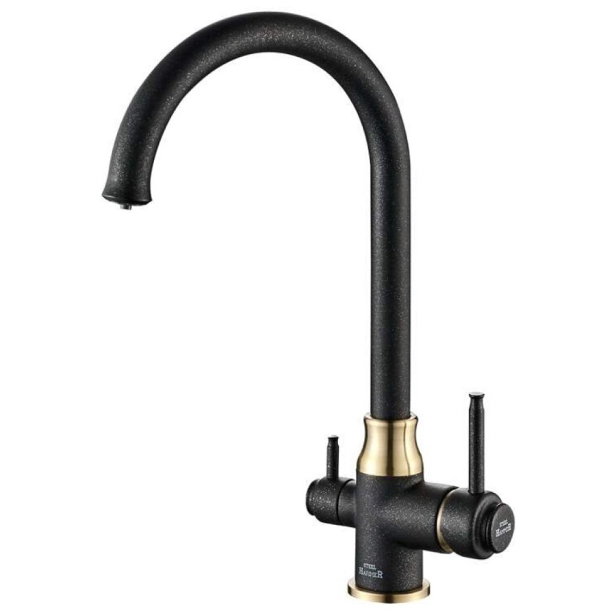 Смеситель Zorg Steel Hammer SH 763 BLACK BR для кухни под фильтр, черный металлик/бронза