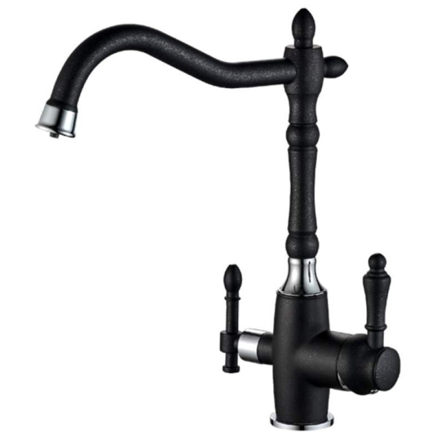Смеситель Zorg Steel Hammer SH 812 BLACK CR для кухни под фильтр, черный металлик/хром