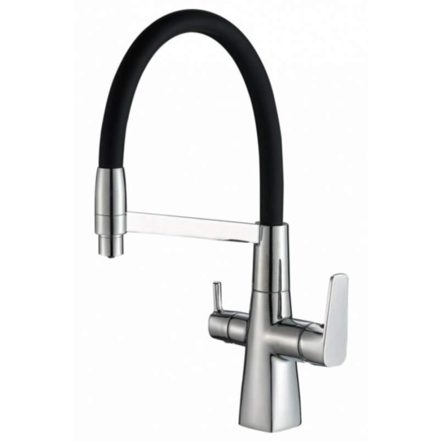 Смеситель Zorg Steel Hammer SH 818-6 CR для кухни под фильтр, хром/черный