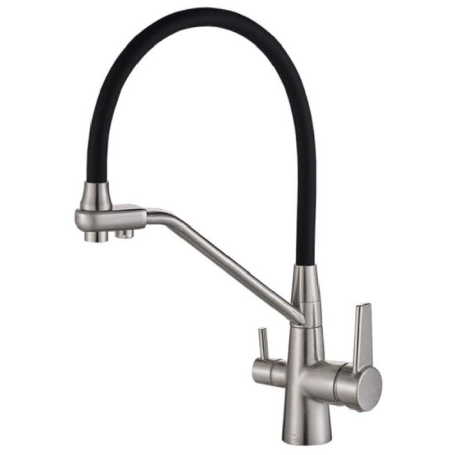 Смеситель Zorg Steel Hammer SH 903-6 SATIN для кухни под фильтр, сатин/черный