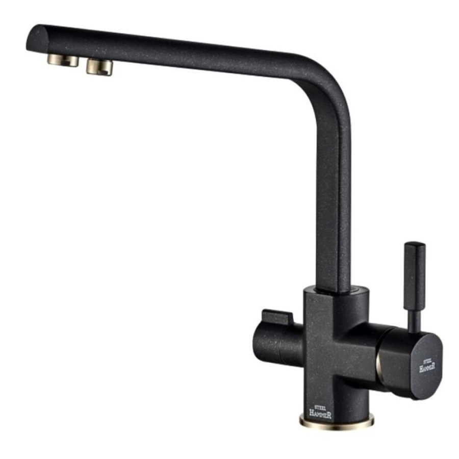 Смеситель Zorg Steel Hammer SH 909 BLACK BR для кухни под фильтр, черный металлик/бронза