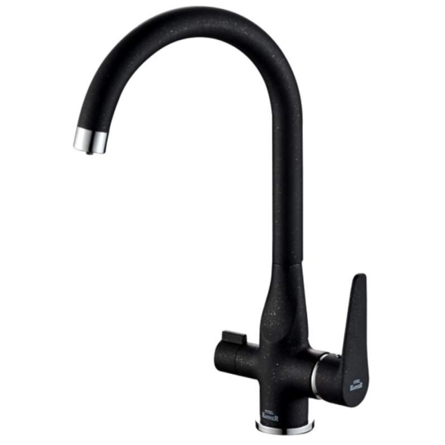 Смеситель Zorg Steel Hammer SH 910 BLACK CR для кухни под фильтр, черный металлик/хром