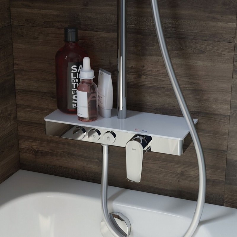 Душевая система Iddis Shelfy SHESB3Bi06, с управлением Push Control, верхний душ, хром