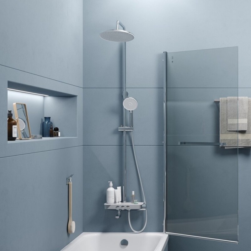 Душевая система Iddis Shelfy SHESBBTi06, с управлением Push Control, верхний душ, хром