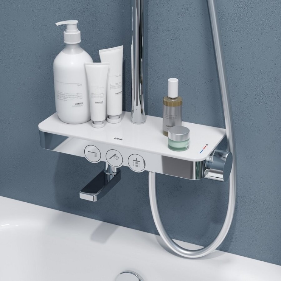 Душевая система Iddis Shelfy SHESBBTi06, с управлением Push Control, верхний душ, хром