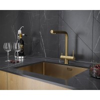 Смеситель Paulmark Skalen Sk213020-BG, для кухонной мойки, с подключением к фильтру, брашированное золото