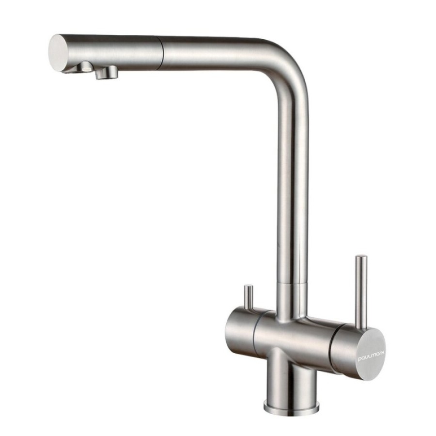 Смеситель Paulmark Skalen Sk213020-BS, для кухонной мойки, с подключением к фильтру, брашированная сталь
