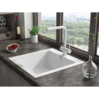 Смеситель Paulmark Skalen Sk213020-WH для кухонной мойки, с подключением к фильтру, белый матовый