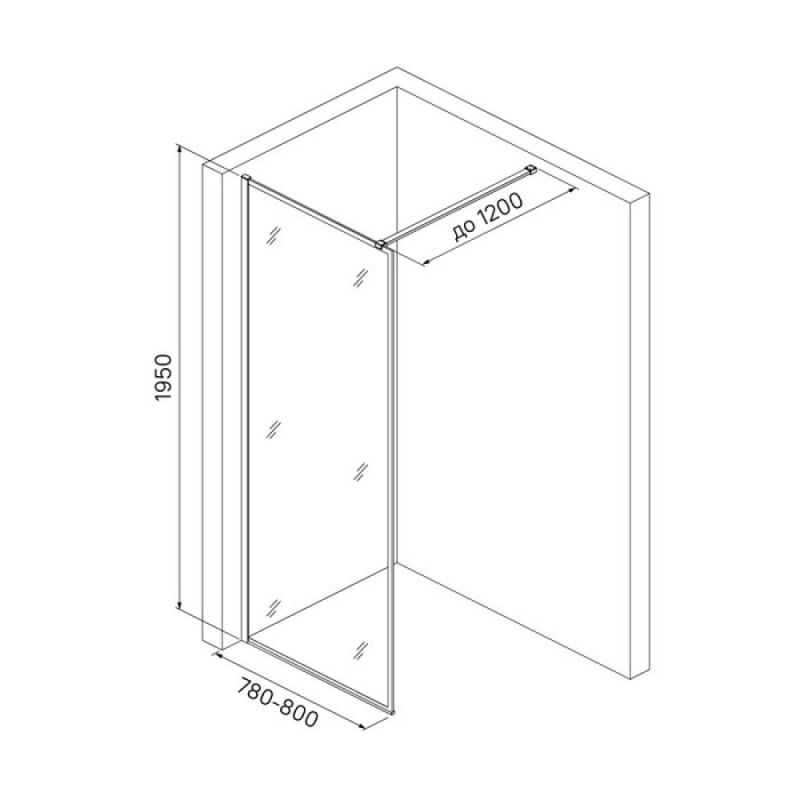 Душевая перегородка Iddis Slide со свободным входом, 80 см Walk In, стекло прозрачное, профиль черный, SLI8BS8i23