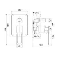 Смеситель Iddis Slide SLIBL00i67 для душа, с двумя выходами, черный матовый