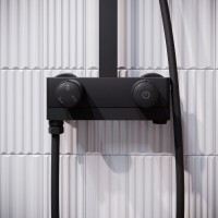 Душевая система Iddis Slide SLIBLBTi06, с управлением Push Control, верхний душ, с изливом, черный матовый