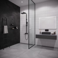 Душевая система Iddis Slide SLIBLBTi06, с управлением Push Control, верхний душ, с изливом, черный матовый