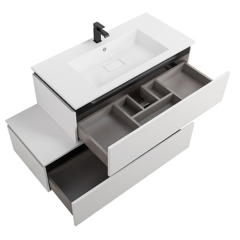 Комод Cezares Slider-1000-1C-PI-BO, 100 см, напольный/подвесной, Bianco Opaco