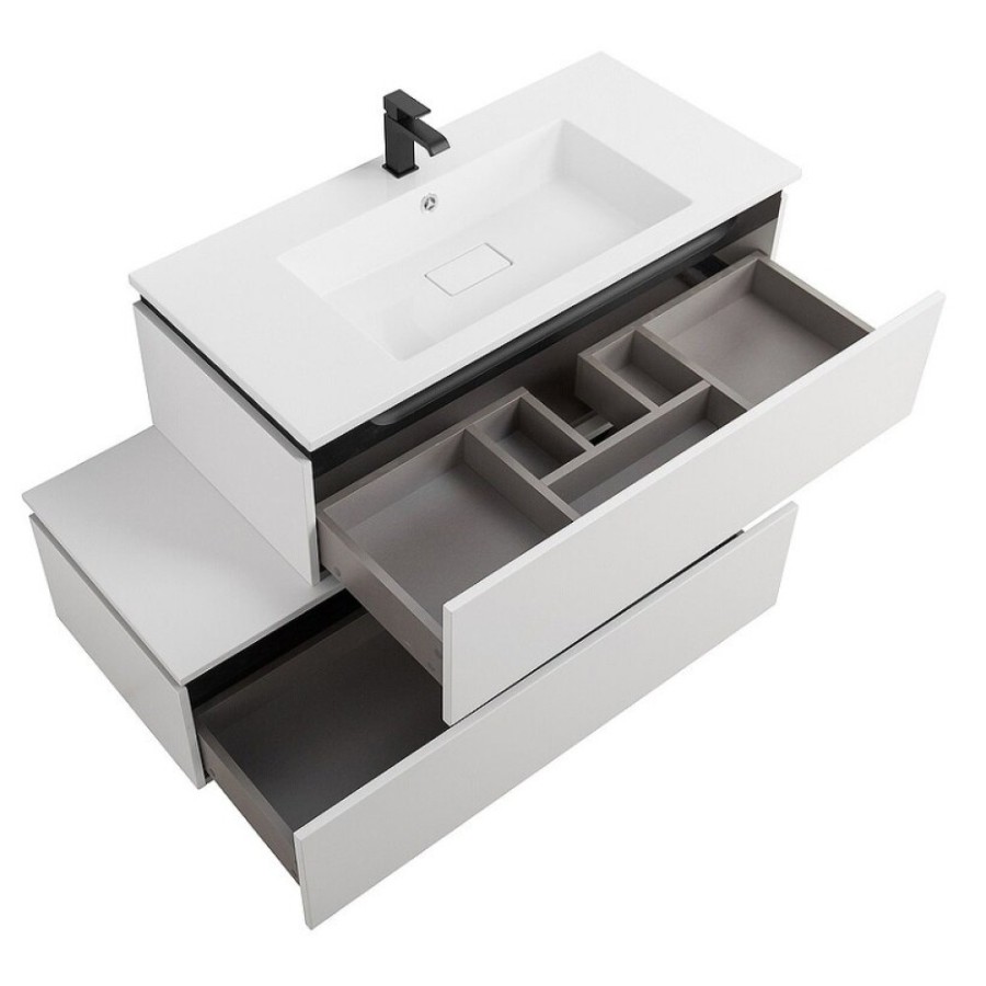 Комод Cezares Slider-1000-1C-PI-BO, 100 см, напольный/подвесной, Bianco Opaco