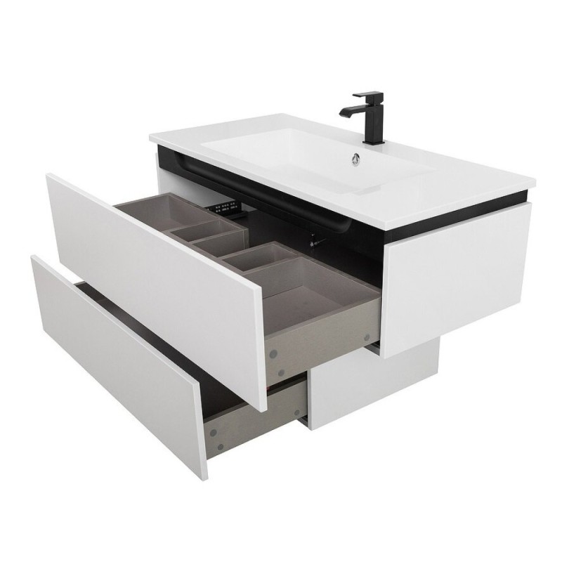Комод Cezares Slider-1000-1C-PI-BO, 100 см, напольный/подвесной, Bianco Opaco