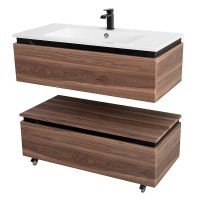 Комод Cezares Slider-1000-1C-PI-NA-P, 100 см, напольный/подвесной, орех дымчатый