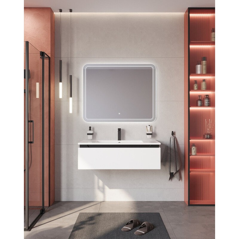 Тумба под раковину Cezares Slider-1000-1C-SO-BO, 100 см, подвесная, Bianco Opaco