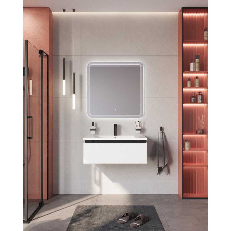 Тумба под раковину Cezares Slider-800-1C-SO-BO, 80 см, подвесная, Bianco Opaco