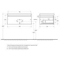 Тумба под раковину Cezares Slider-800-1C-SO-NA-P, 80 см, подвесная, орех дымчатый
