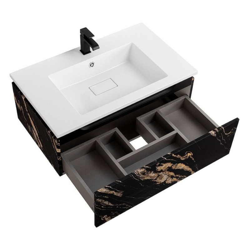 Тумба под раковину Cezares Slider-800-1C-SO-NF-P, 80 см, подвесная, черный фьюжн