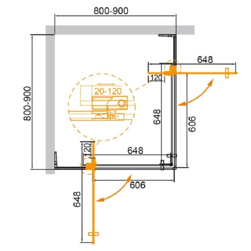 Душевой уголок Cezares SLIDER-A-2-80/90-BR-GM, 80/90 х 80/90 см, стекло бронза, профиль оружейная сталь