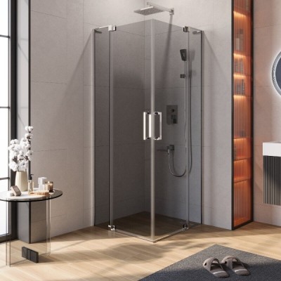 Душевой уголок Cezares SLIDER-A-2-80/90-GRIGIO-Cr, 80/90 х 80/90 см, стекло серое, профиль хром