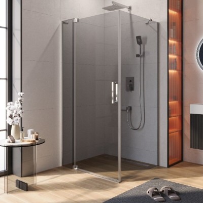 Душевой уголок Cezares SLIDER-AH-1-100-100/110-GRIGIO-Cr, 100 х 100/110 см, стекло серое, профиль хром