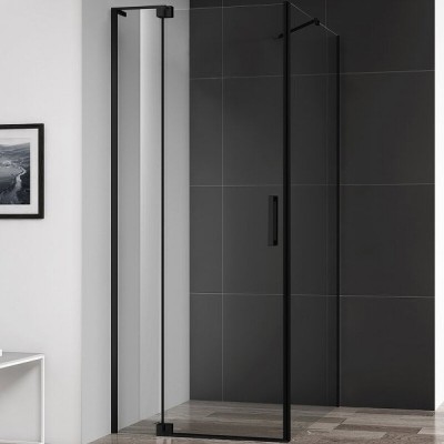 Душевой уголок Cezares Slider-AH-1-100-90/100-C-NERO, 100 x 100 см, стекло прозрачное, профиль черный матовый