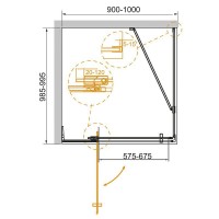 Душевой уголок Cezares Slider-AH-1-100-90/100-C-NERO, 100 x 100 см, стекло прозрачное, профиль черный матовый