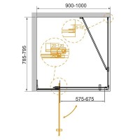 Душевой уголок Cezares SLIDER-AH-1-80-90/100-BR-GM, 90/100 х 80 см, стекло бронза, профиль оружейная сталь
