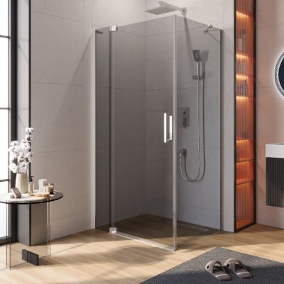 Душевой уголок Cezares SLIDER-AH-1-80-90/100-GRIGIO-Cr, 90/100 х 80 см, стекло серое, профиль хром