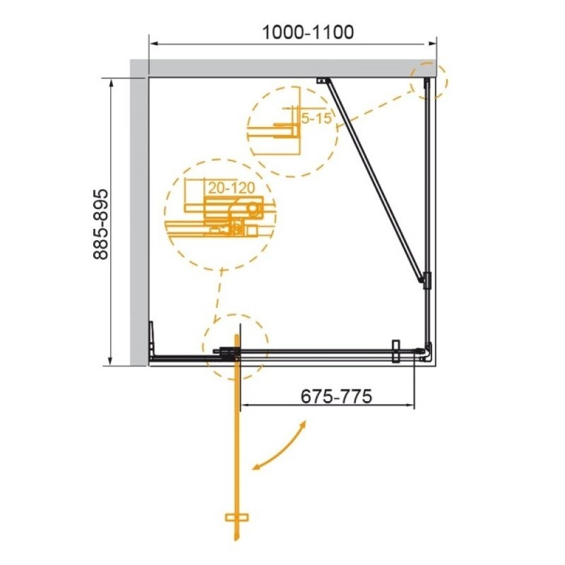 Душевой уголок Cezares SLIDER-AH-1-90-100/110-BR-GM, 100/110 х 90 см, стекло бронза, профиль оружейная сталь