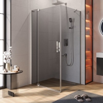 Душевой уголок Cezares SLIDER-AH-1-90-100/110-GRIGIO-Cr, 100/110 х 90 см, стекло серое, профиль хром