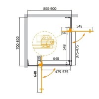 Душевой уголок Cezares SLIDER-AH-2-70/80-80/90-C-BORO, 70/80 х 80/90 см, стекло прозрачное, профиль брашированное золото